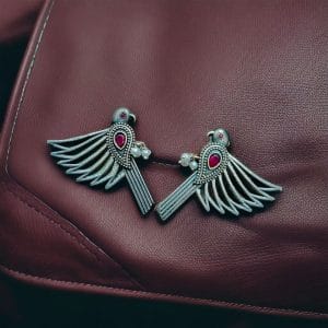 Fashionable Silver Replica Bird Stud Earrings | Perfect for Any Occasion - color: "Pink"