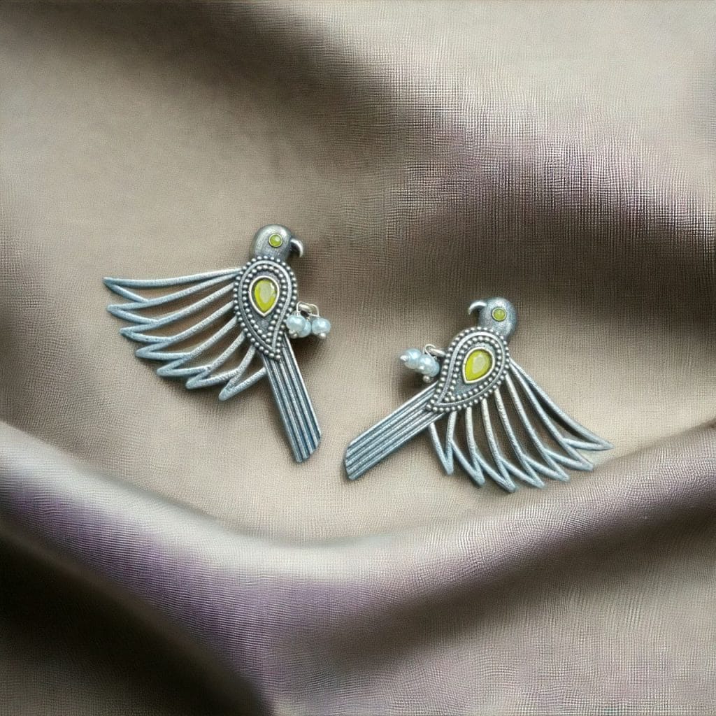 Bulk 1120 Fashionable Silver Replica Bird Stud Earrings | Perfect for Any Occasion - "Yellow"
