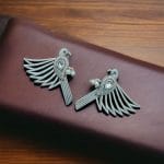 Fashionable Silver Replica Bird Stud Earrings | Perfect for Any Occasion - "White"