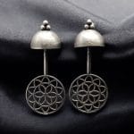 Lightweight Silver Replica Stud Earrings with Oxidized Filigree Work – Perfect for Daily Wear