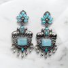 Lightweight Oxidized Nandi Earrings with Silver Touch and Monalisa Stone