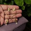 Hand-Made Gold Plated Leaf Style Earrings with Pearl Detailing