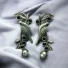 Oxidized Silver Look-Alike Bird Earrings with Gorgeous Stone and Pearl Decoration