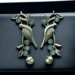 Silver Look aLike Bird Design Earrings | Best Oxidised Handcrafted Studs - "Mint"