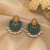 Elegant Brass Monalisa Stone Earrings – A Perfect Ethnic Look 23 Elegant brass Monalisa stone earrings with intricate detailing, perfect for an ethnic and festive look.
