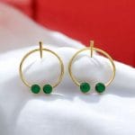 Contemporary Golden Monalisa Stone Circle Stud Earrings – Best Jewelry - "Green"