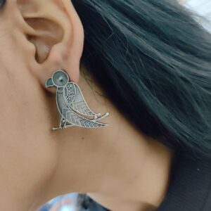 Oxidized Replica Parrot Design Stud Earrings – Beautiful Traditional Jewelry