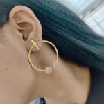 Contemporary Golden Monalisa Stone Circle Stud Earrings – Best Jewelry