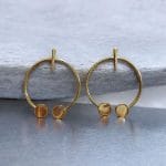 Contemporary Golden Monalisa Stone Circle Stud Earrings – Best Jewelry - "Yellow"