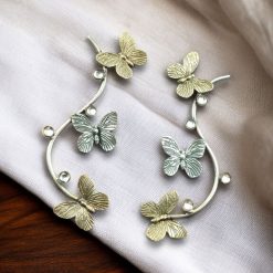Handmade Oxidized Butterfly Stud Earrings with a two-tone finish, lightweight and stylish for everyday wear and special occasions.