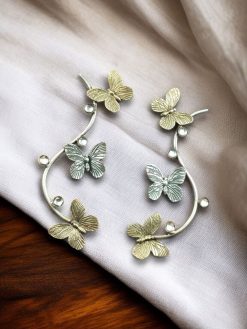 Handmade Oxidized Butterfly Stud Earrings with a two-tone finish, lightweight and stylish for everyday wear and special occasions.