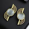 Elegant Gold-Plated Stud Earrings with Stone – Lightweight Partywear Jewelry