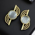 Exclusive Gold-Plated Stud With Stone | Light weighted Partywear Earring - "Grey"