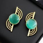 Exclusive Gold-Plated Stud With Stone | Light weighted Partywear Earring - "Mint"