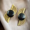 Elegant Gold-Plated Stud Earrings with Stone – Lightweight Partywear Jewelry