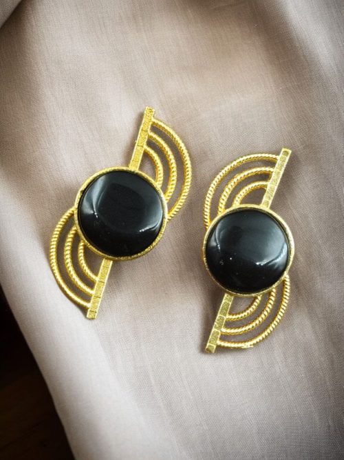 Elegant Gold-Plated Stud Earrings with Stone – Lightweight Partywear Jewelry