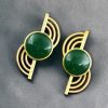 Elegant Gold-Plated Stud Earrings with Stone – Lightweight Partywear Jewelry