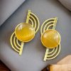 Elegant Gold-Plated Stud Earrings with Stone – Lightweight Partywear Jewelry