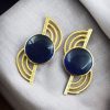 Elegant Gold-Plated Stud Earrings with Stone – Lightweight Partywear Jewelry