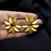 Elegant Gold-Plated Leaf Stud Earrings – Stylish Floral Partywear Jewelry