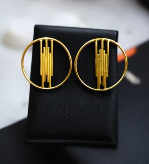 Elegant Gold-Plated Circle Stud Earrings – Affordable Western Style Jewelry
