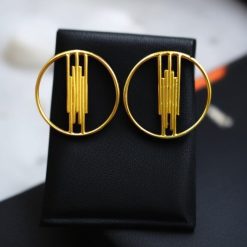 Elegant Gold-Plated Circle Stud Earrings – Affordable Western Style Jewelry