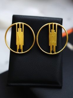 Elegant Gold-Plated Circle Stud Earrings – Affordable Western Style Jewelry