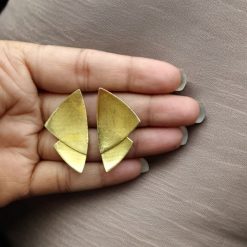 Handcrafted Gold-Plated Geometric Studs Earrings – Modern & Elegant Design