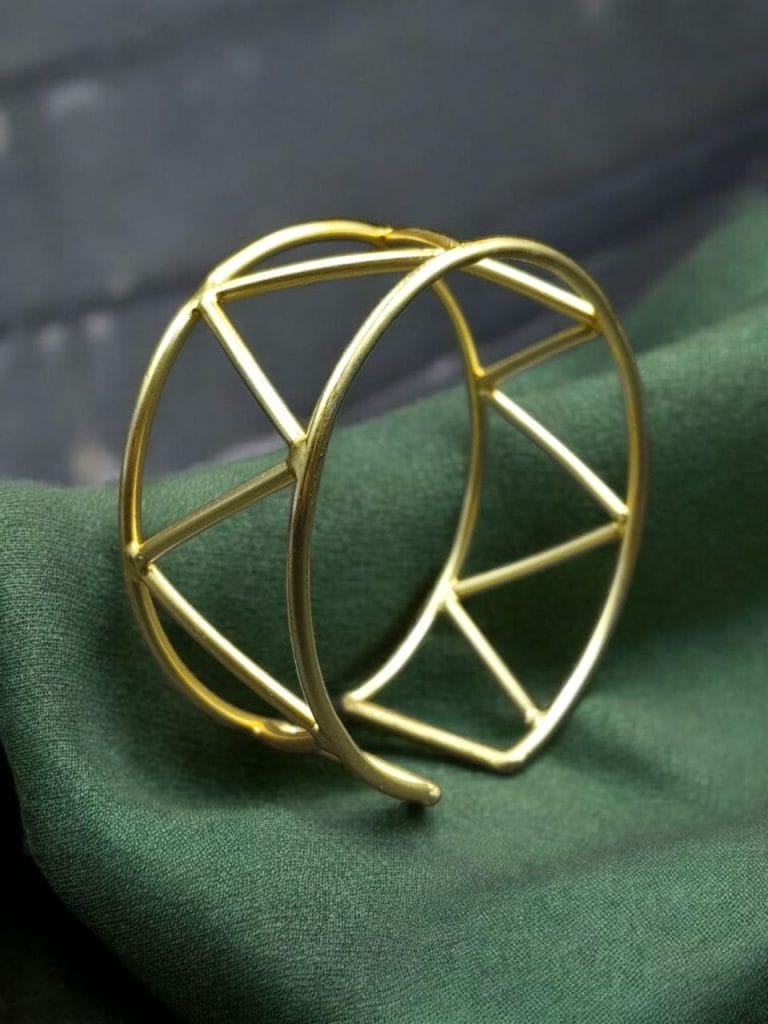 Bulk 898 Handmade Geometric Cuff Bangles | Trendy & Unique Gold Plated Bracelet