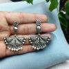 Silver Replica Floral Art Oxidized Dangler Earring for Girls