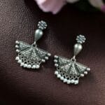 Silver Replica Floral Art Earring | Trendy Beautiful Oxidised Dangler Jewellery For Girls