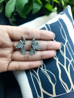 Silver Look-Alike Lightweight Earrings with an oxidised finish for daily wear.