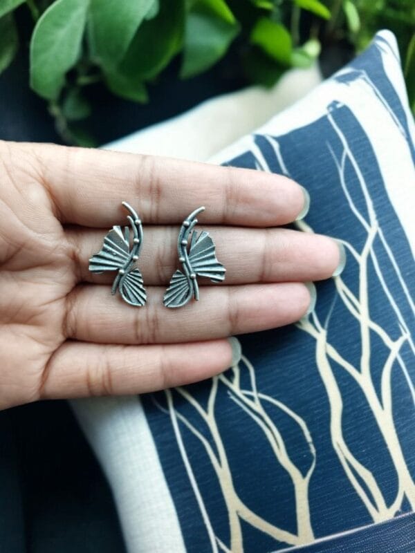 Silver Look-Alike Lightweight Earrings with an oxidised finish for daily wear.