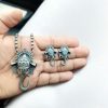Traditional Ganesha Necklace Set with Unique Oxidised Silver Look-Alike Finish and Matching Stud Earrings