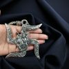 Traditional Silver Plated Ganesha Necklace with Swastik Pendant & Floral Design.
