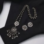 Silver Look Best Floral Pendant Necklace – Long Chain for Festival Wear
