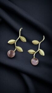 Handmade Gold-Plated Earrings | Unique Contemporary Earrings For Girls - Color: "Baby Pink"