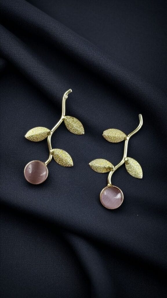 Bulk 418 Handmade Gold-Plated Earrings | Unique Contemporary Earrings For Girls - "Baby Pink"