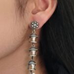 Traditional 3-Layer Beautiful Pearl Temple Earrings in Silver Replica Finish