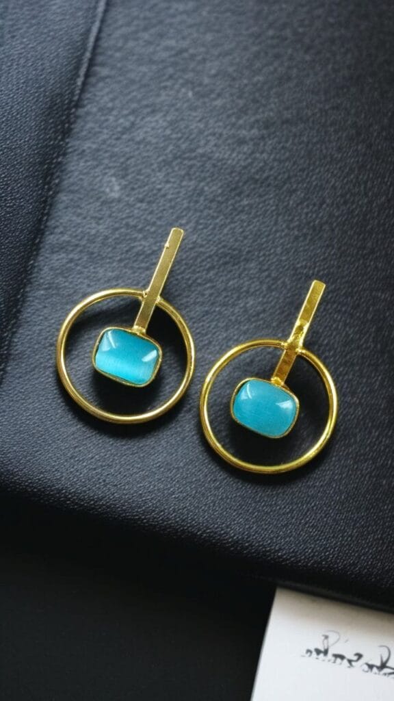 Bulk 776 Premium Quality Gold Plated Handmade Earrings | Best Contemporary Jewelary For Party Wear - "Aqua"