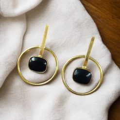 Gold-plated handmade earrings with a contemporary design for party wear.