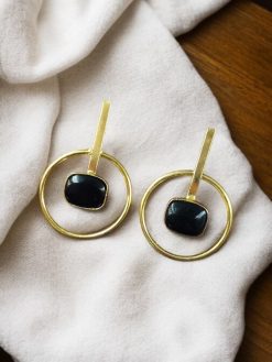 Gold-plated handmade earrings with a contemporary design for party wear.