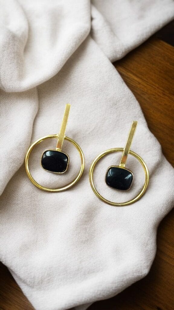 Bulk 772 Premium Quality Gold Plated Handmade Earrings | Best Contemporary Jewelary For Party Wear - "Black"