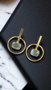 Premium Quality Gold Plated Handmade Earrings | Best Contemporary Jewelary For Party Wear - color: "Grey"