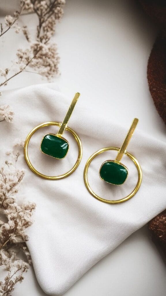 Bulk 782 Premium Quality Gold Plated Handmade Earrings | Best Contemporary Jewelary For Party Wear - "Green"