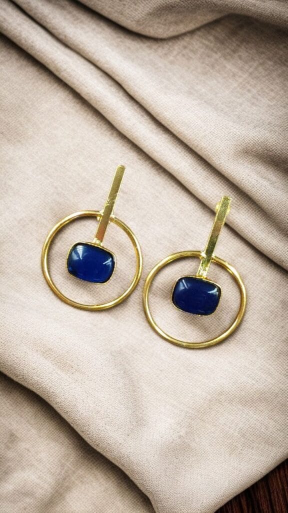 Bulk 770 Premium Quality Gold Plated Handmade Earrings | Best Contemporary Jewelary For Party Wear - "Blue"