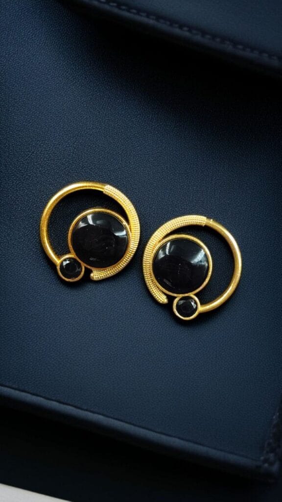 Bulk 768 Premium Round Monalisa Stone Earrings | Best Western Contemporary Jewelry - "Black"