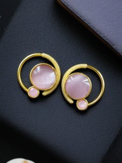 Premium round Monalisa stone earrings with a contemporary Western design, perfect for casual and party wear.