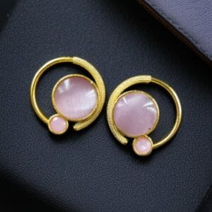 Premium round Monalisa stone earrings with a contemporary Western design, perfect for casual and party wear.