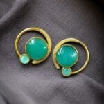 Premium Round Monalisa Stone Earrings | Best Western Contemporary Jewelry - "Mint"